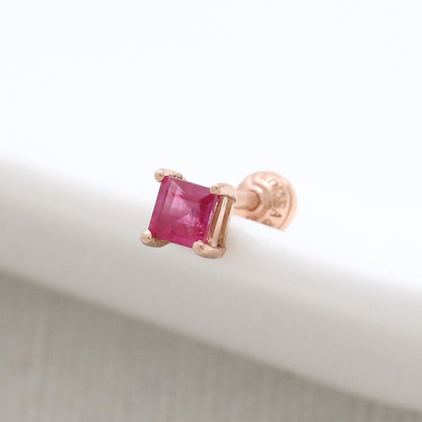 Square Cut Ruby Piercing