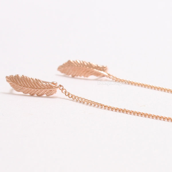 Feather & Chain Drop Earrings