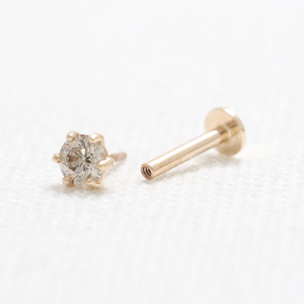 0.1ct Cognac Diamond 6 Prongs Labret