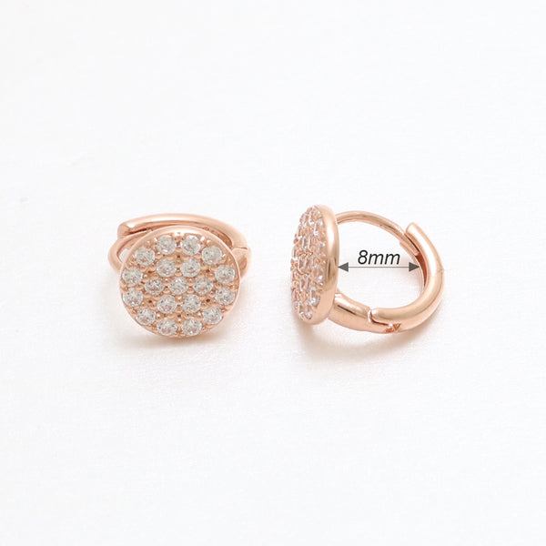 CZ Pave Circle Huggie Earrings