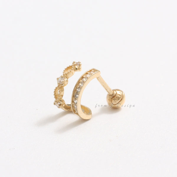 Genuine Diamond Lace Double Line Piercing