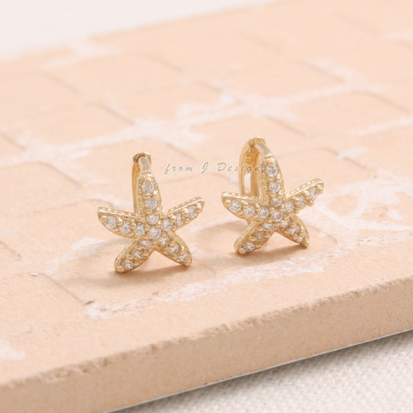 CZ Starfish Huggie Earrings