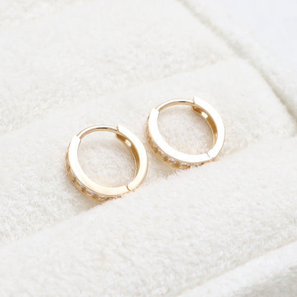 CZ Channel Setting Huggie Earrings