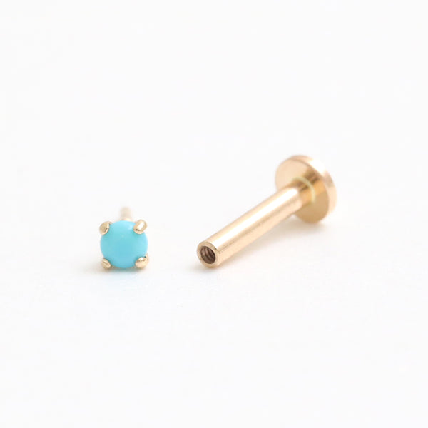 2mm Turquoise CZ 4 Prongs Labret