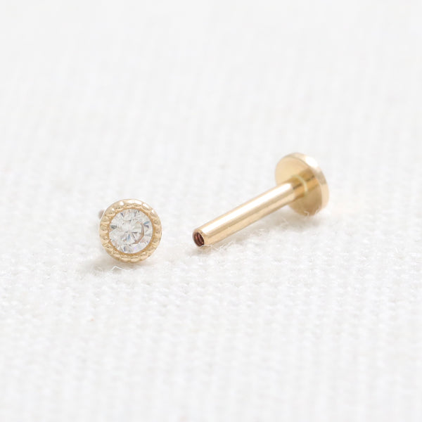 2mm CZ Milgrain Bezel Labret