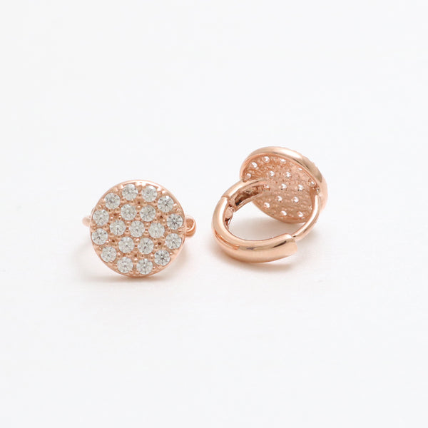 CZ Pave Circle Huggie Earrings