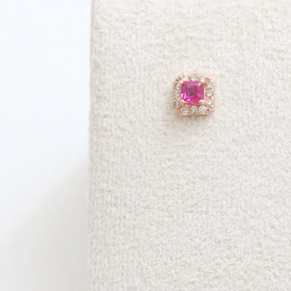 Square Cut Ruby Halo Piercing