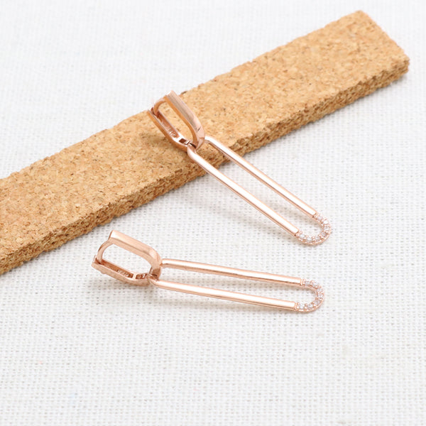 CZ Open Square Drop Earrings