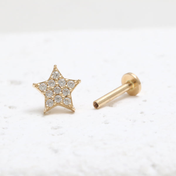 Diamond Pave Star Internally Labret