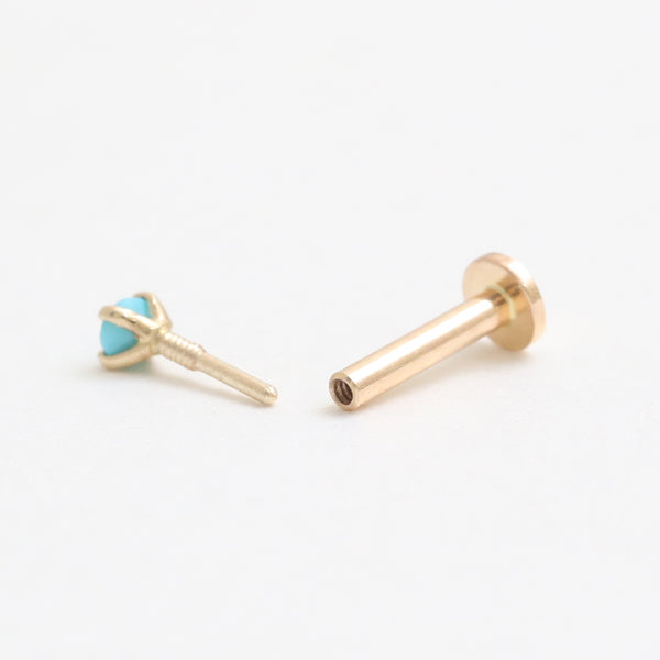 2mm Turquoise CZ 4 Prongs Labret