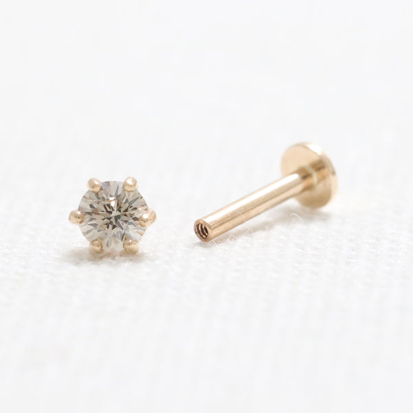 0.1ct Cognac Diamond 6 Prongs Labret