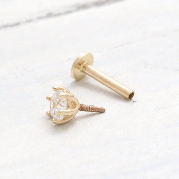 3mm CZ Prongs 6 Prongs Labret