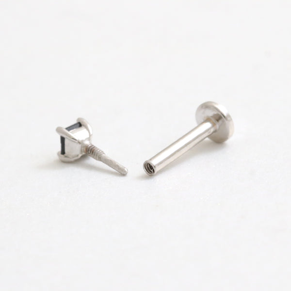 Princess Cut Black CZ Prongs Labret