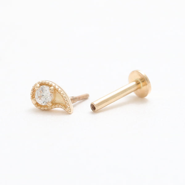 0.03ct Diamond Tiny Paisley Labret