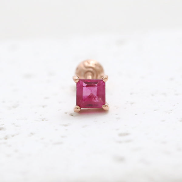 Square Cut Ruby Piercing