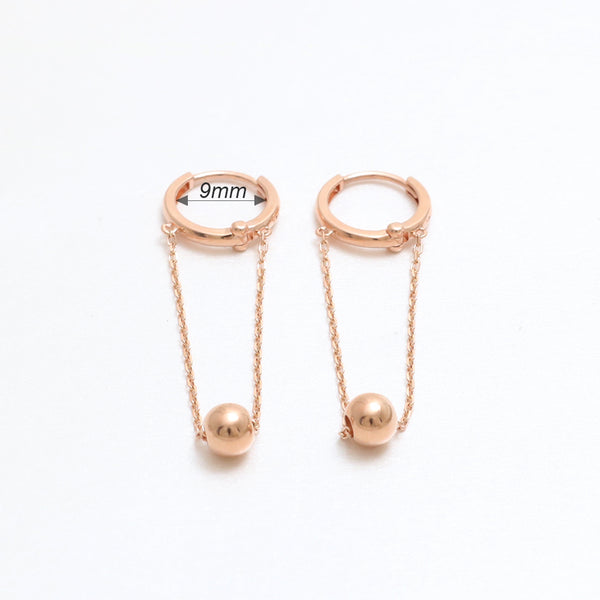 Ball Accent Chain Huggie Earrings