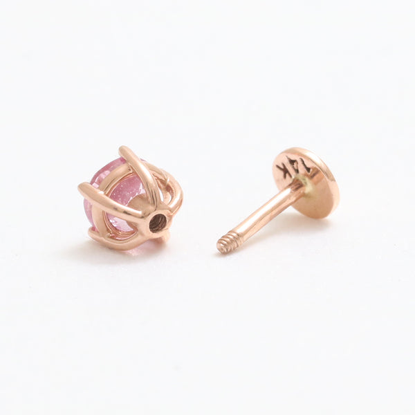 4mm Pink Sapphire 5 Prongs Labret