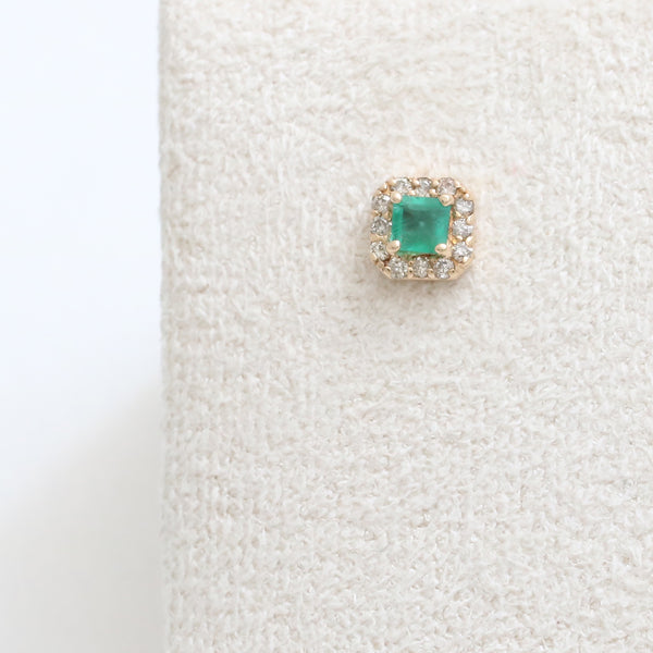 Square Cut Emerald Halo Piercing