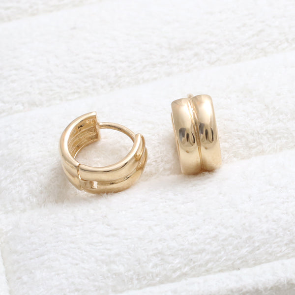 Chunky Double Line Huggie Earrings