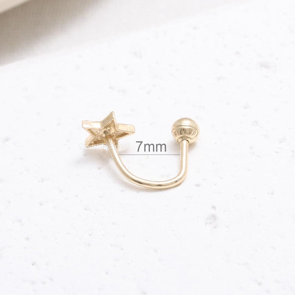CZ Pave Star & Ball Curved Piercing