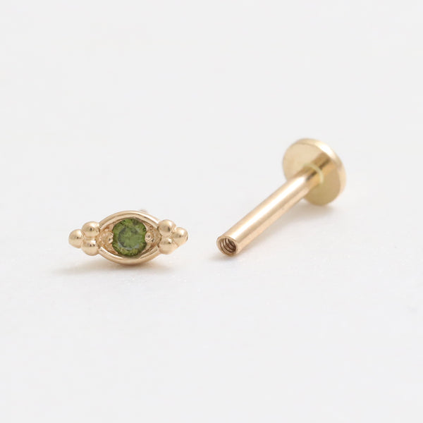 Green Diamond Ball & Boat Shaped Labret