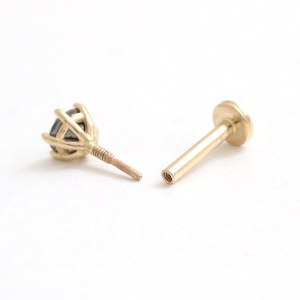 0.1ct Black Diamond 6 Prongs Labret