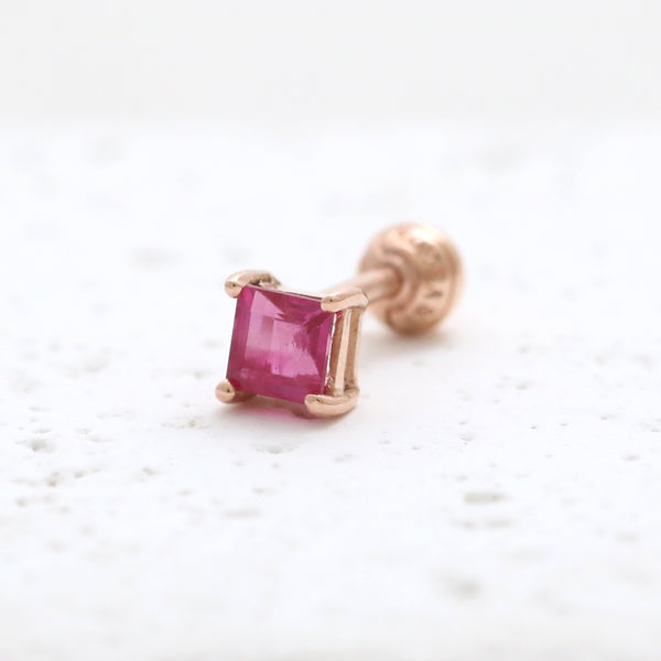 Square Cut Ruby Piercing