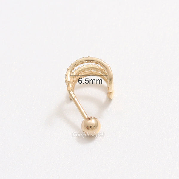 CZ Pave Triple Wire Ear Piercing