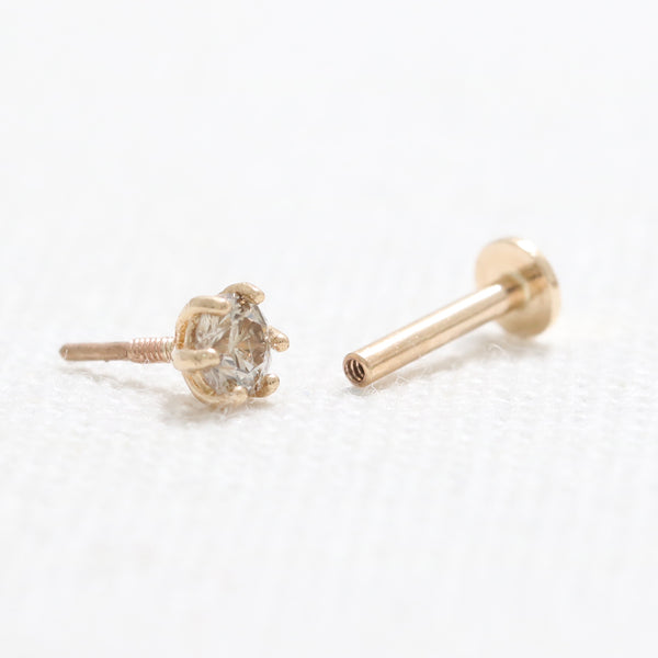 0.1ct Cognac Diamond 6 Prongs Labret