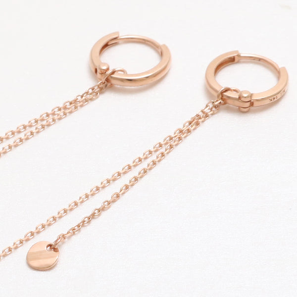 Double Long Chain Huggie Earrings