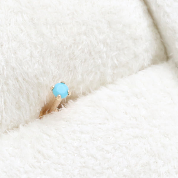 2mm Turquoise CZ 4 Prongs Labret