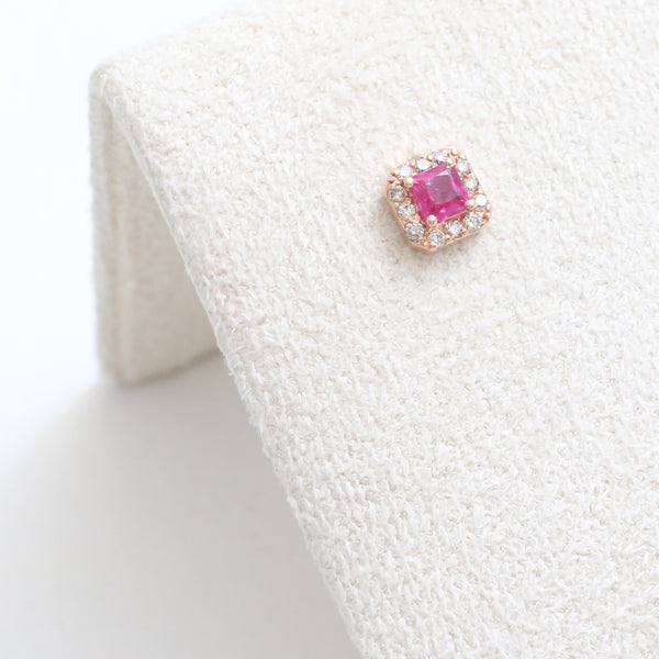 Square Cut Ruby Halo Piercing