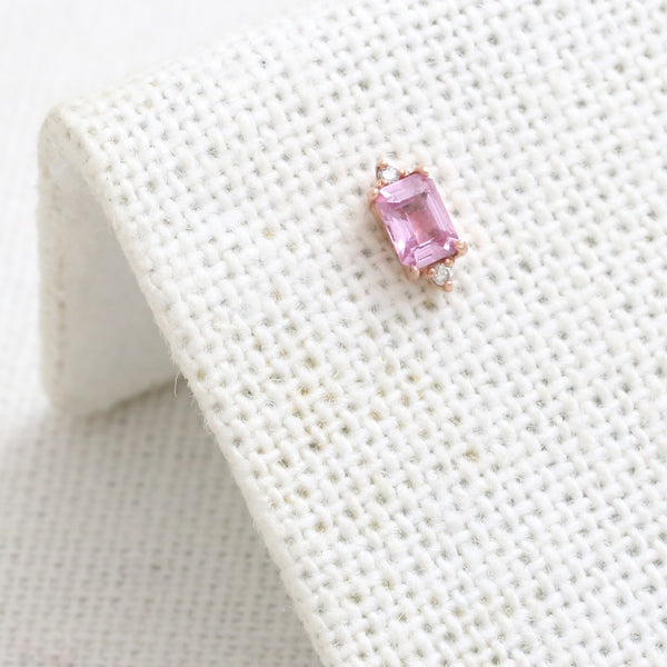 Baguette Pink Sapphire Ear Piercing