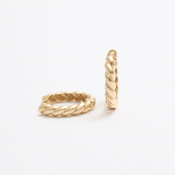 Twisted Rope Huggie Earrings- Small