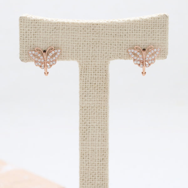 CZ Pave Butterfly Huggie Earrings