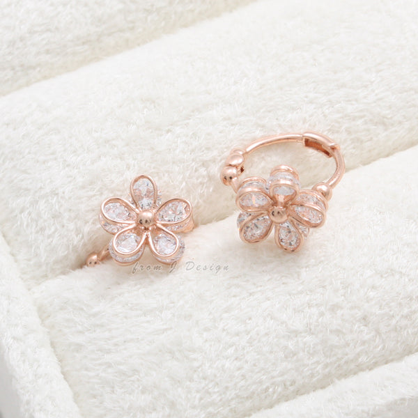 CZ Daisy Huggie Earrings