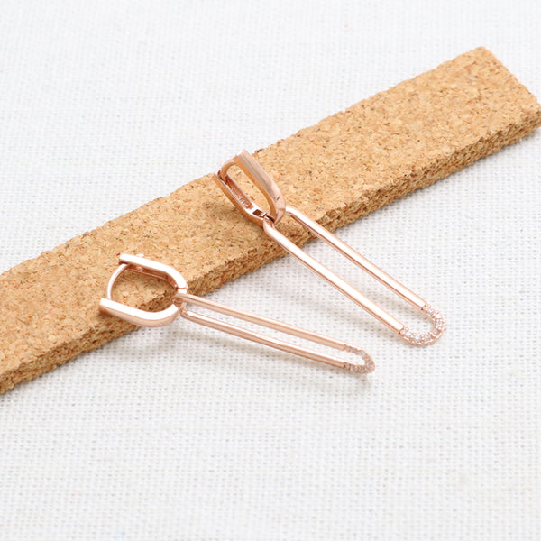 CZ Open Square Drop Earrings