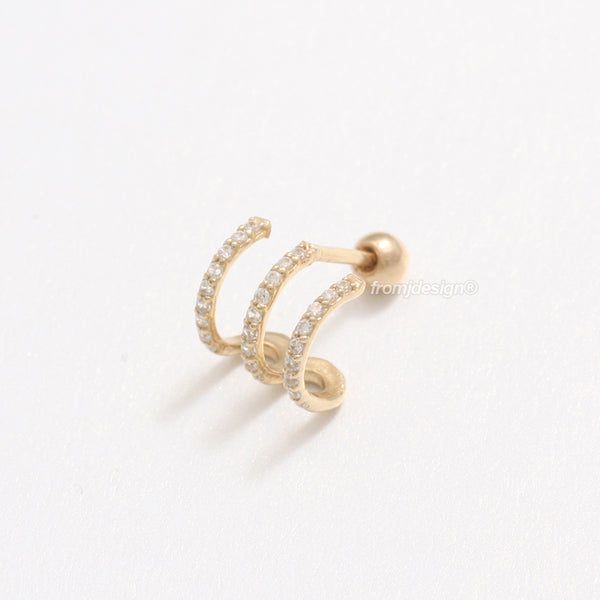 CZ Pave Triple Wire Ear Piercing