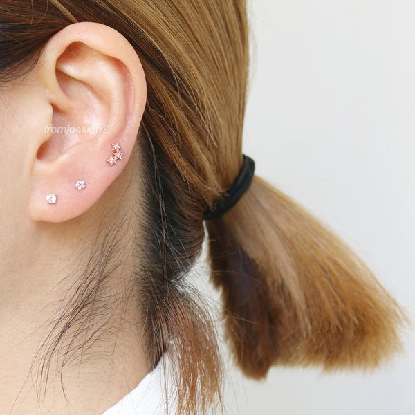 CZ Triple Star Ear Piercing