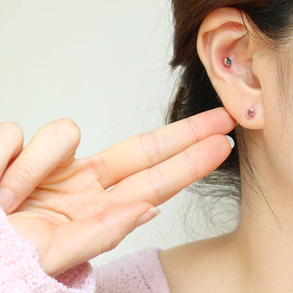 3.5mm Pink Tourmaline Bezel Piercing