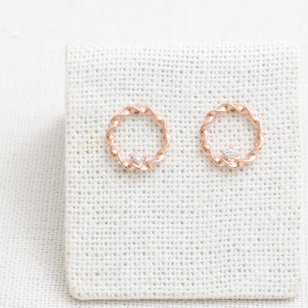 CZ Twisted Open Circle Earrings