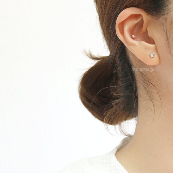 Opal Flower Ear Piercing