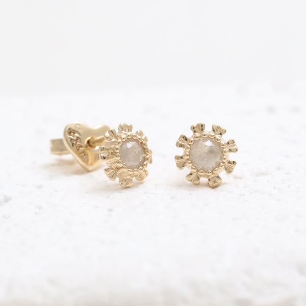 Gray Diamond Sunflower Earrings