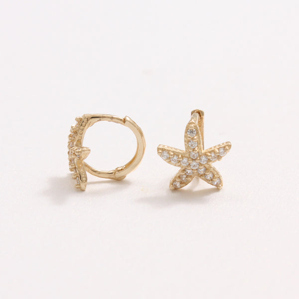 CZ Starfish Huggie Earrings