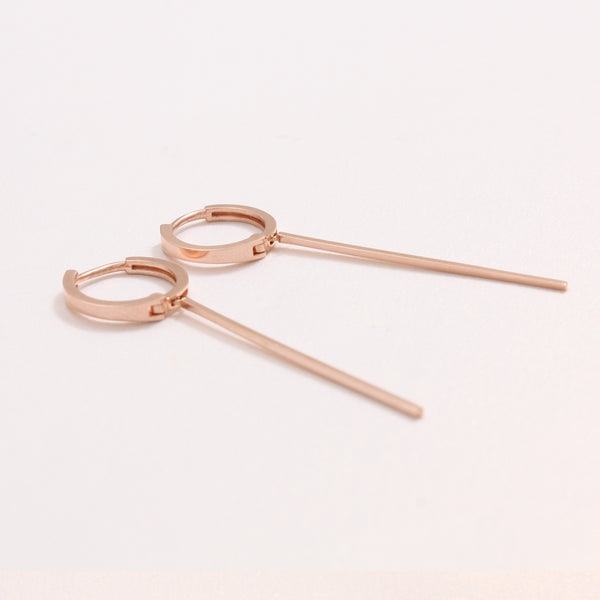 Long Stick Drop Huggie Earrings