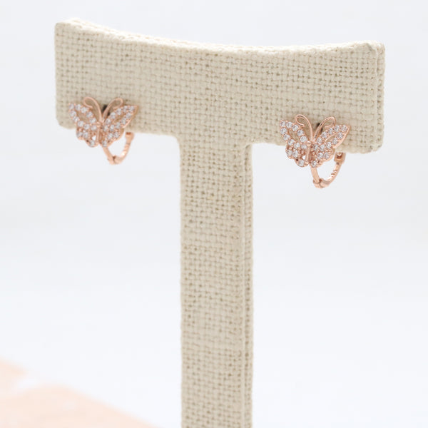 CZ Pave Butterfly Huggie Earrings