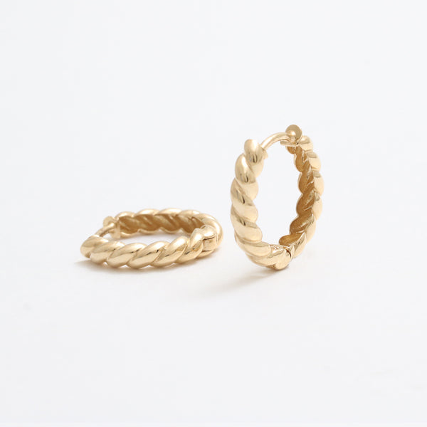 Twisted Rope Huggie Earrings- Small