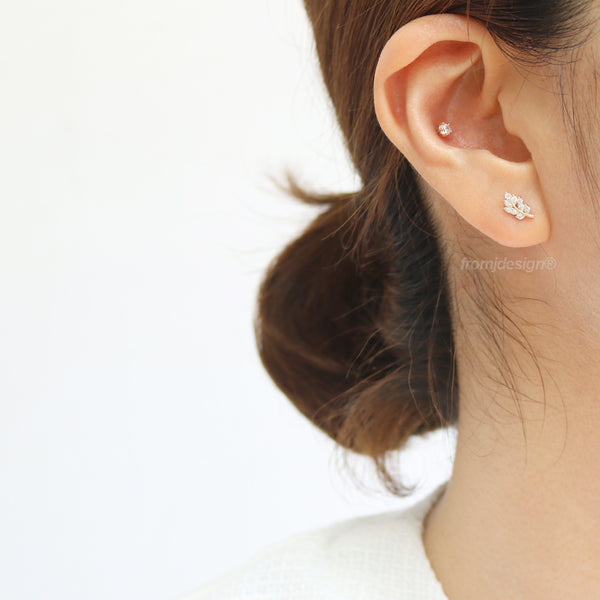 CZ Pave Leaf Ear Piercing