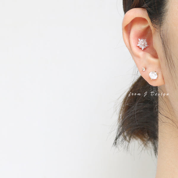 CZ Star Flower Ear Piercing