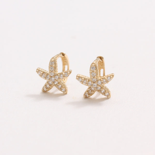 CZ Starfish Huggie Earrings